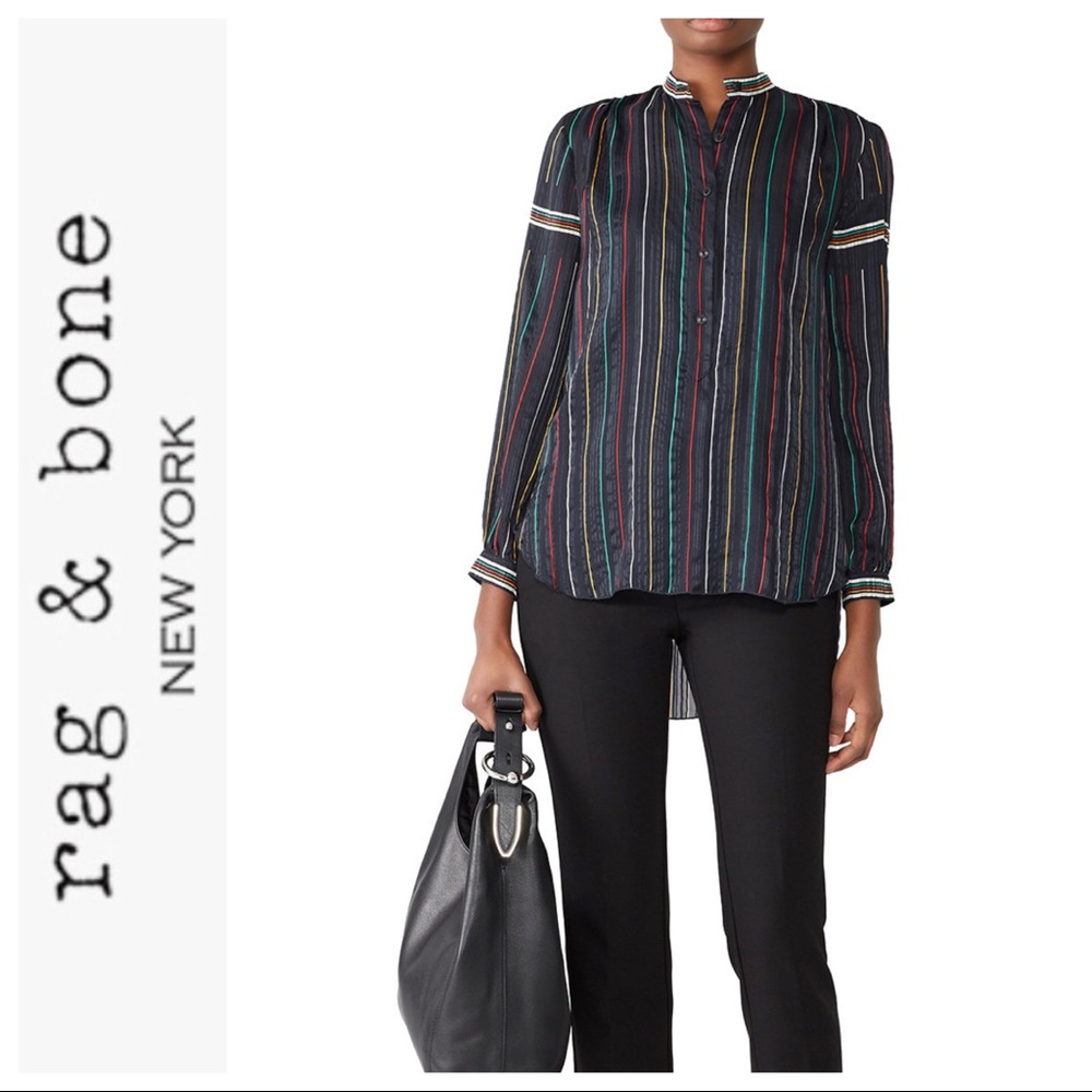 RAG & BONE SILK LONG SLEEVE BLOUSE SMALL